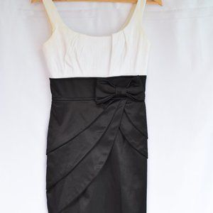 TeezeMe Bodycon Cocktail Dress White & Satin Black